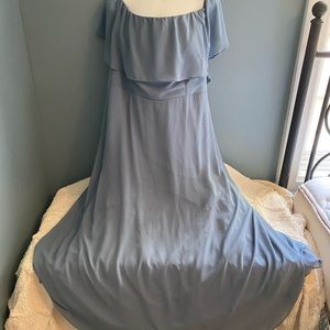 Off shoulder Slate Bridesmaid Dress